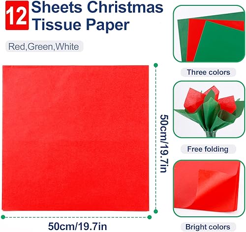 Miniatura 3 de YANGTE - Paquete de 12 bolsas grandes de regalo de Navidad reutilizables, con asa, bolsa de Navidad de tela no tejida para fiestas y eventos