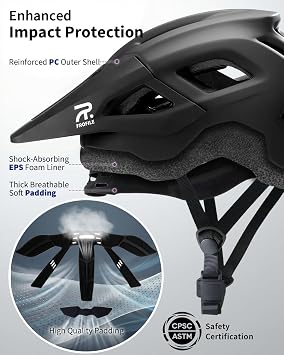 Mountain Bike Helmet for Adult - Pinch-Free Magnetic Buckle, CPSC Certificated MTB Bicycle Helmets with Detachable Visor for Men & Women