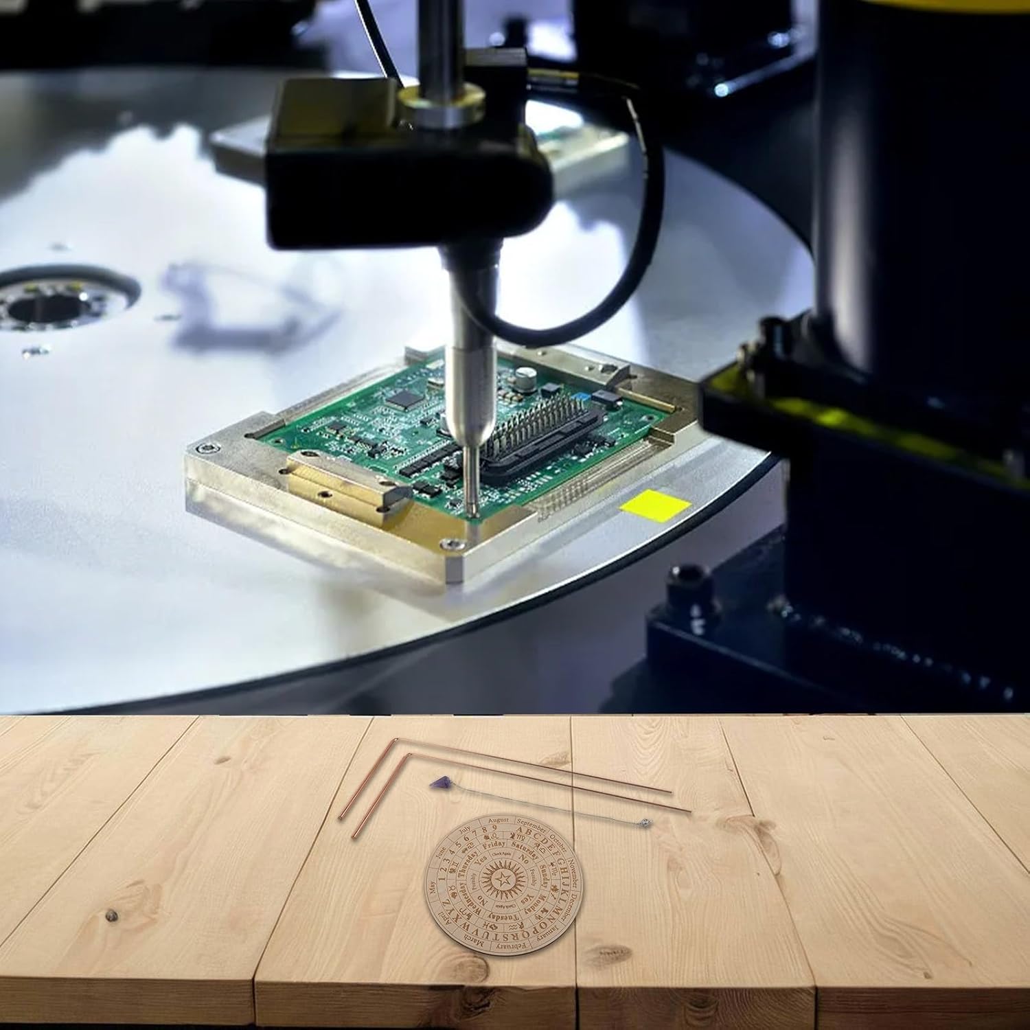 Copper Dowsing Rods Kit, Spiritual Exploration Divination Tools- Copper Divining Rods & Pendulum Board Set for Equipment Water Line Locating Witching Spirit-Seeking