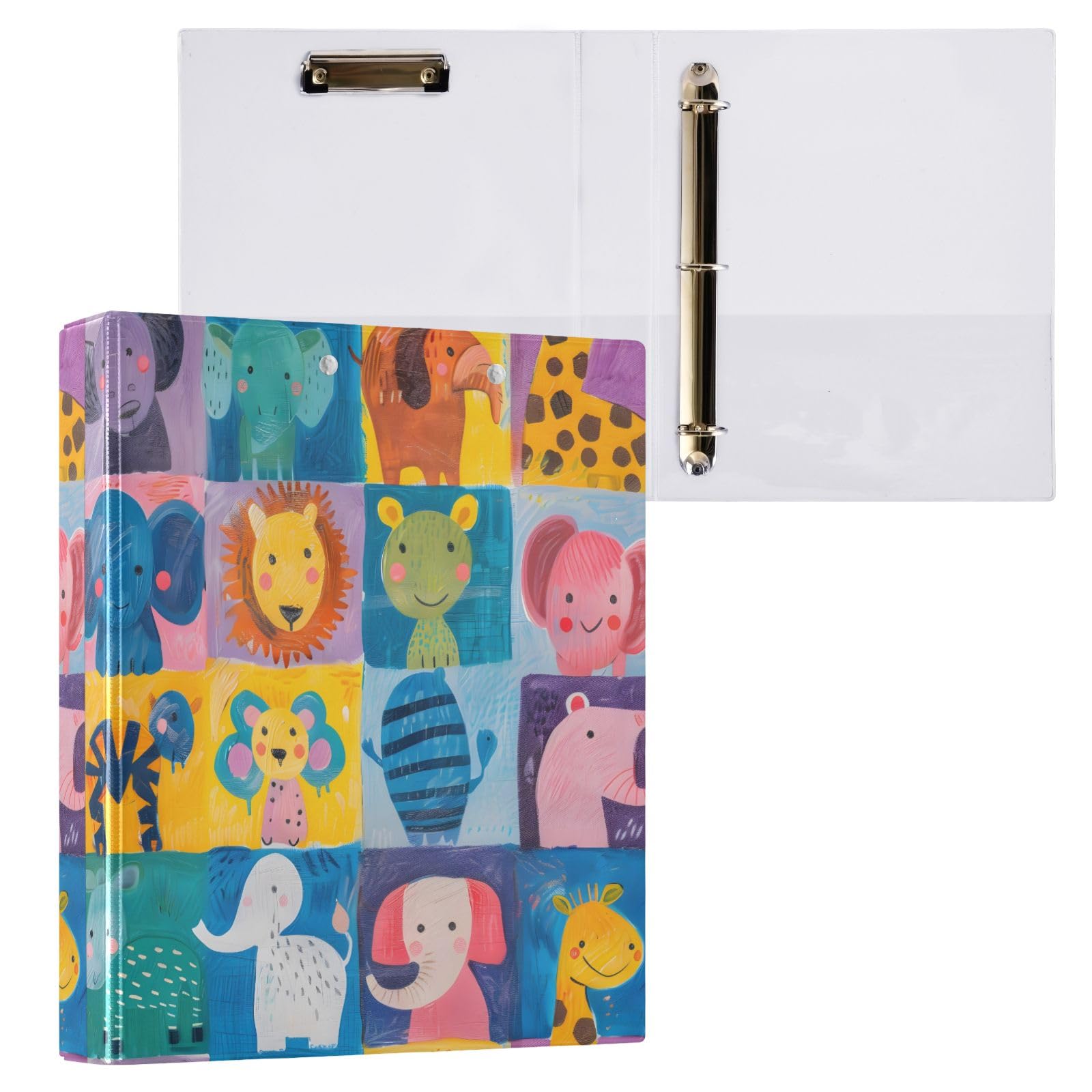 Qilmy Cartoon Animals 3 Ring Binder A4 Letter Size 1.5 Inch