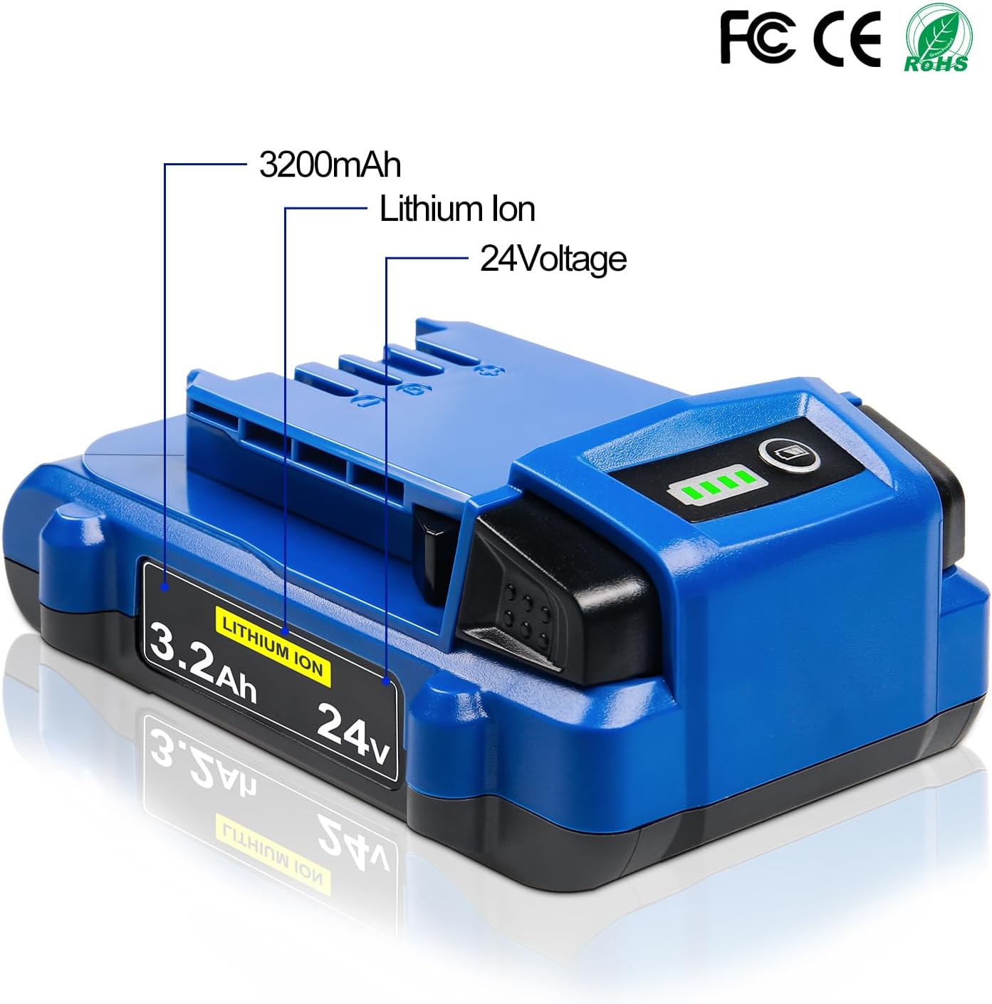 DTK 3.2Ah Replacement for Kobalt 24V Battery Lithium Ion Batteries KB624-03 KB524-03 KB424-03 KB224-03 KB124-03 Compatible with Kobalt 24V Cordless Tool（2Pack）