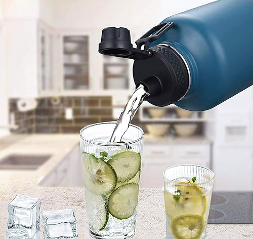 Miniatura 3 de SENDESTAR - Botella de agua de acero inoxidable, botella de agua grande aislada de 1,9 L, doble pared aislada al vacío, a prueba de fugas, botella