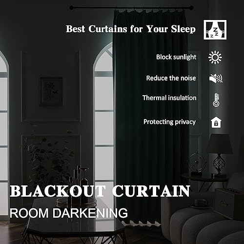 Miniatura 6 de Cortinas opacas plisadas de triple pellizco, con aislamiento térmico, para oscurecer la habitación, cortinas para dormitorio o sala de estar junto