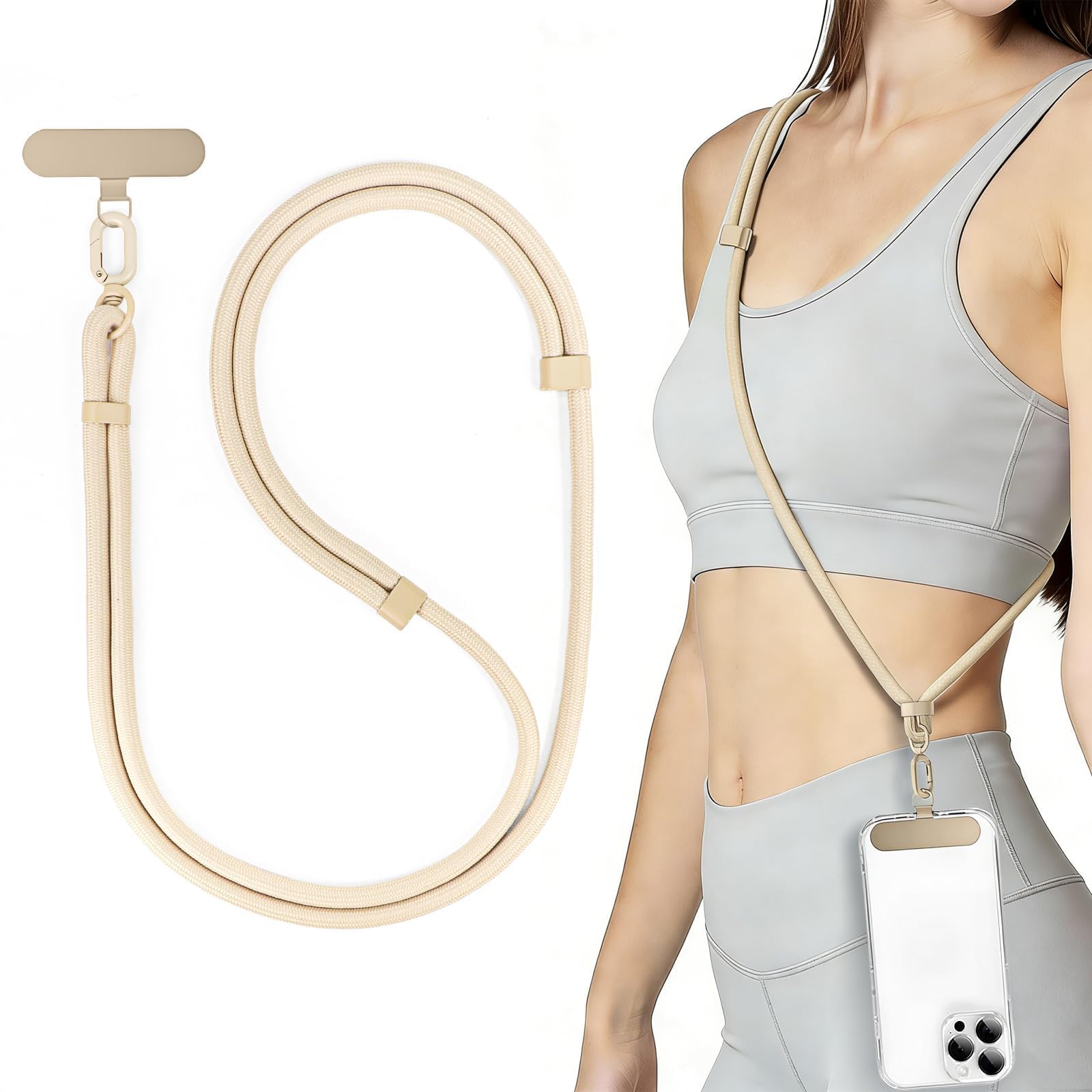 MOLOSLEEVE Phone Lanyard with Stainless Steel Patch, Adjustable Phone Strap Crossbody, Anti Theft