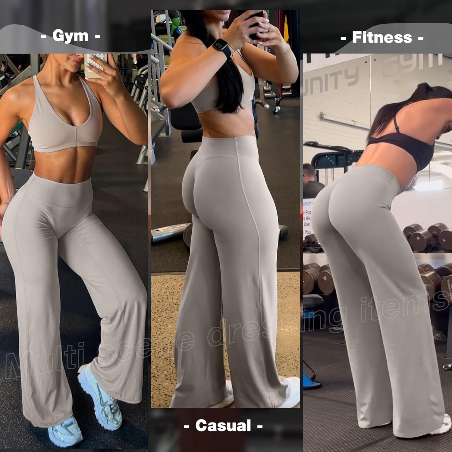 JGS1996 Wide Leg Yoga Pants Bottoms Straight Leg Leggings for Women High Waist Stretch Booty Casual Gym Workout Sweatpants - Image 2