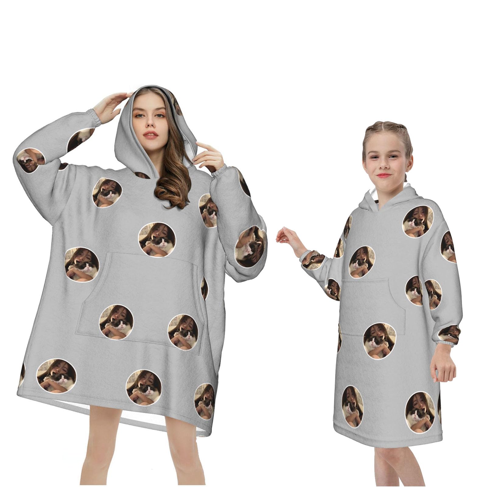 RoPox Custom Wearable Blanket Hoodie,Custom Oversized Blanket Hoodie Women Men with Pocket,Personalised Hooded Face Blanket Cozy Sweatshirt,Comfortable Women's Fit Hoodie,Gifts Adults Child