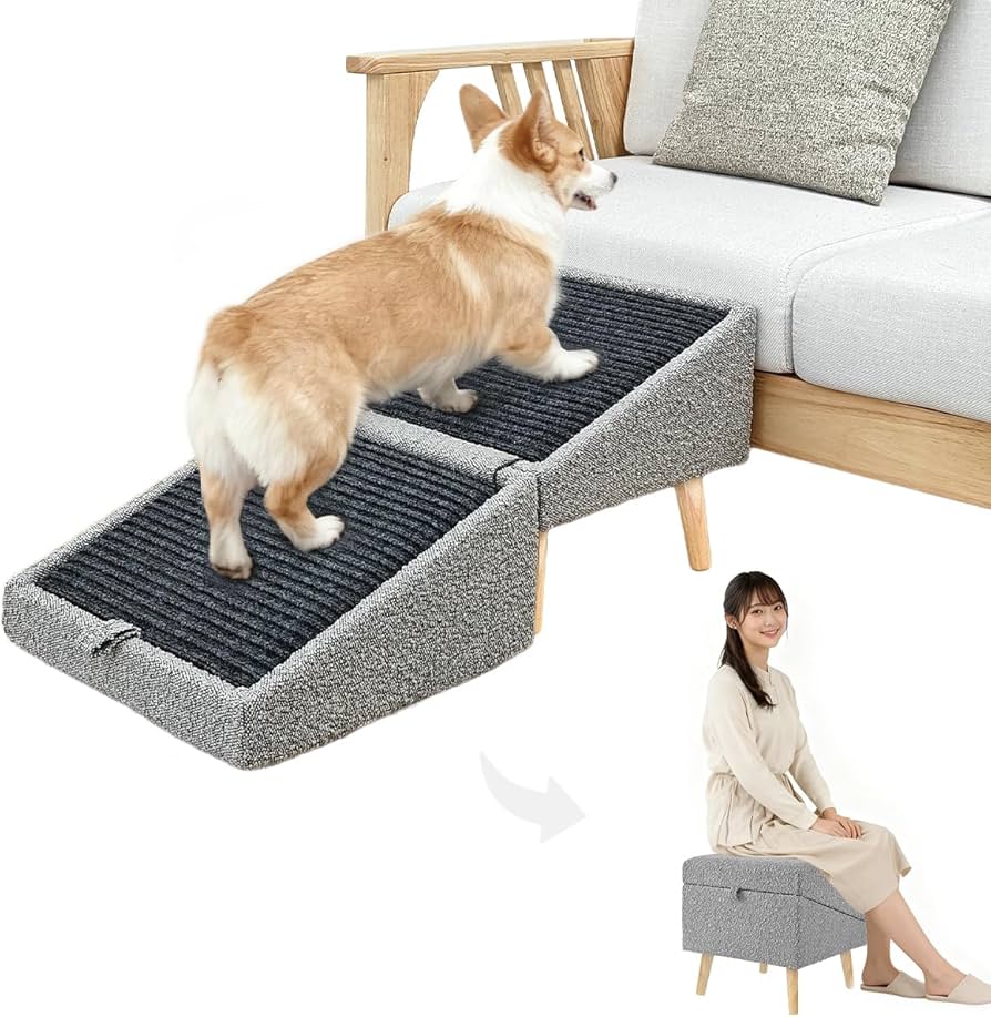 Amazon | RAKU ドッグスロープ 犬 階段 オットマン 1秒切替 2in1 高さ