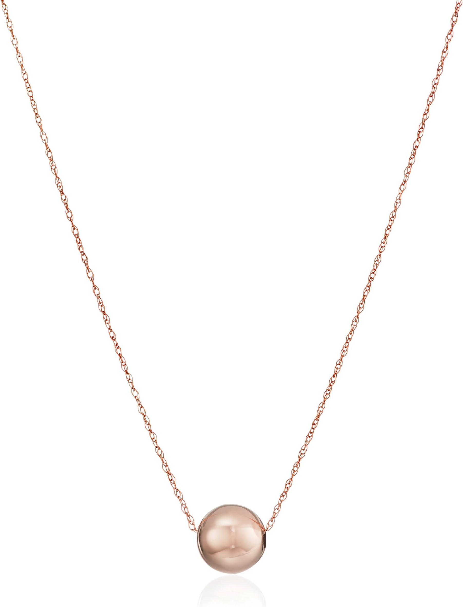 14k Yellow Gold Bead Pendant Necklace,18"
