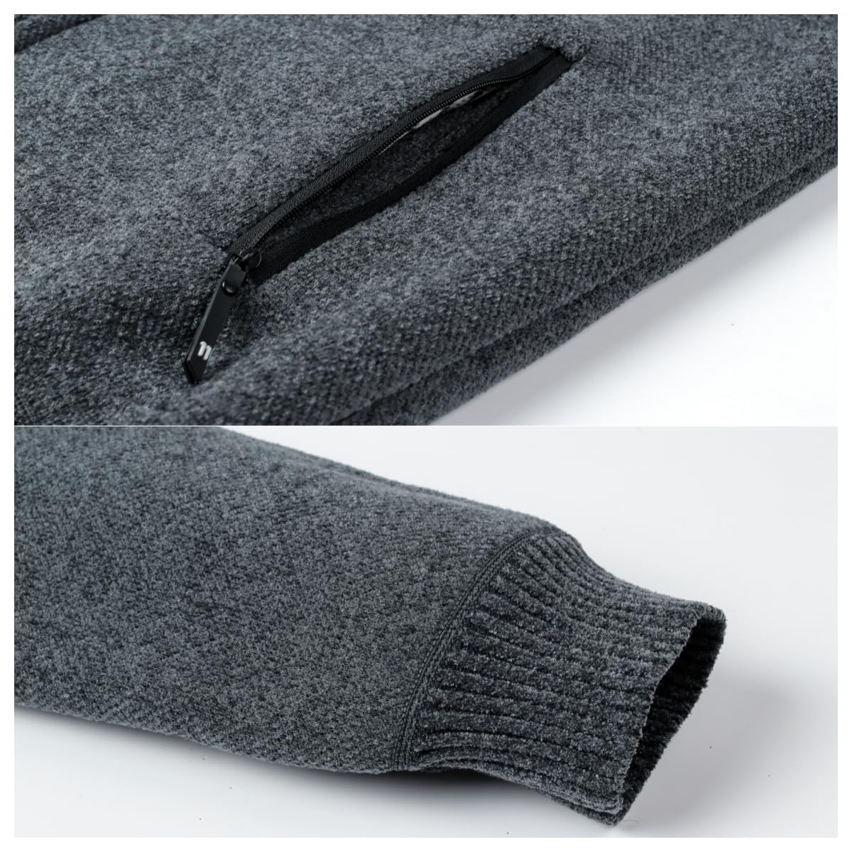 Cárdigan de Hombre Cuello Alto Forro Polar Invierno Cremallera Casual