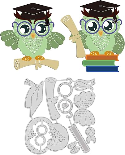 GLOBLELAND Troqueles de corte de graduación escolar con diseño de búho para libro de verano, para manualidades, álbumes de recortes, festivales,