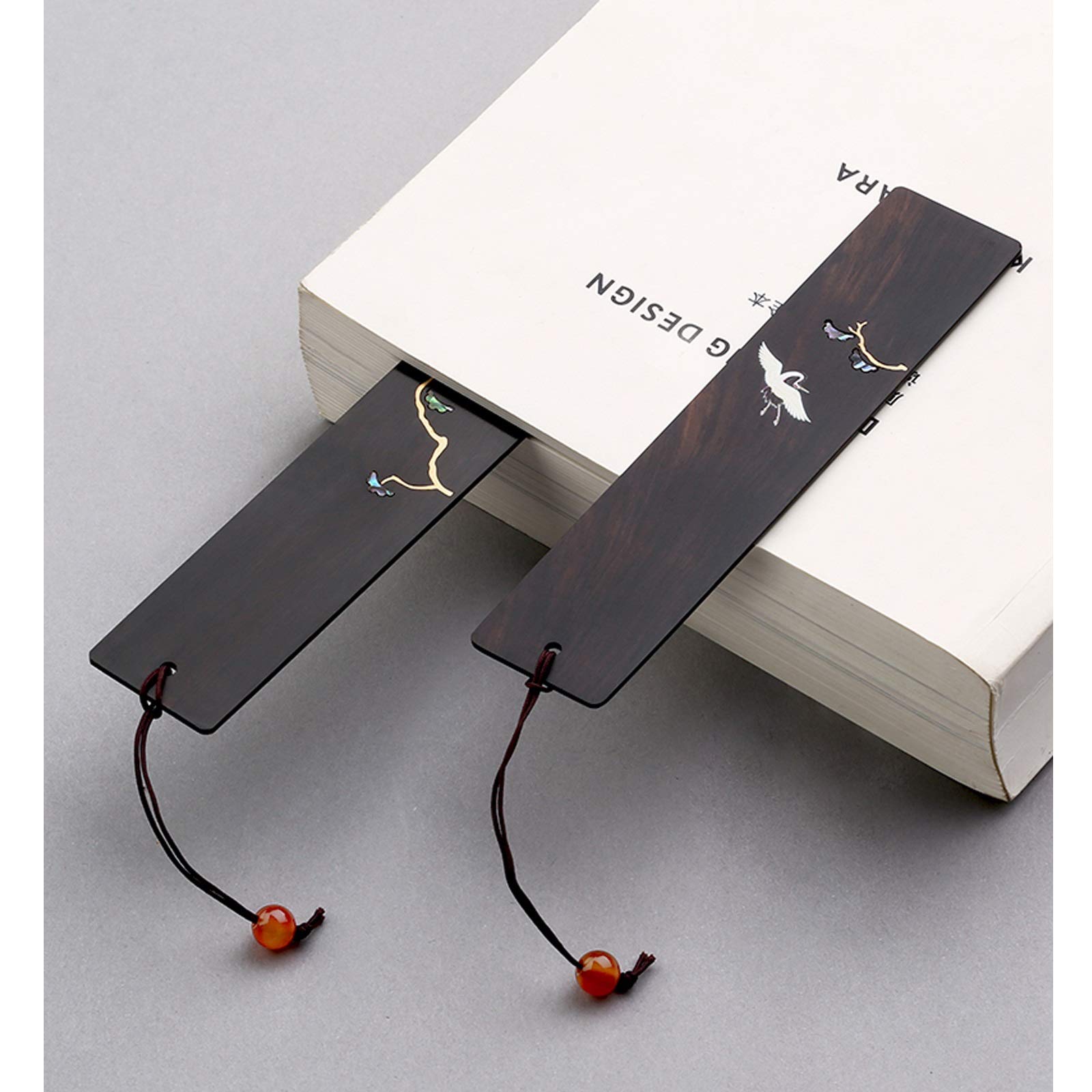 Lesezeichen Handgefertigte Holz-Lesezeichen-Geschenk-Box Set, vorzügliche Lila Sandelholz Massivholz-Lesezeichen, ist EIN einzigartiges Geschenk for Lehrer, Studenten Buch Markierungen
