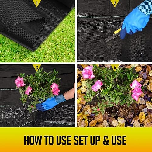 Miniatura 5 de LAVEVE Tela de barrera de malezas de 3 x 100 pies, tapete de control de malas hierbas de alta calidad de 3.2 onzas, cubierta de suelo para