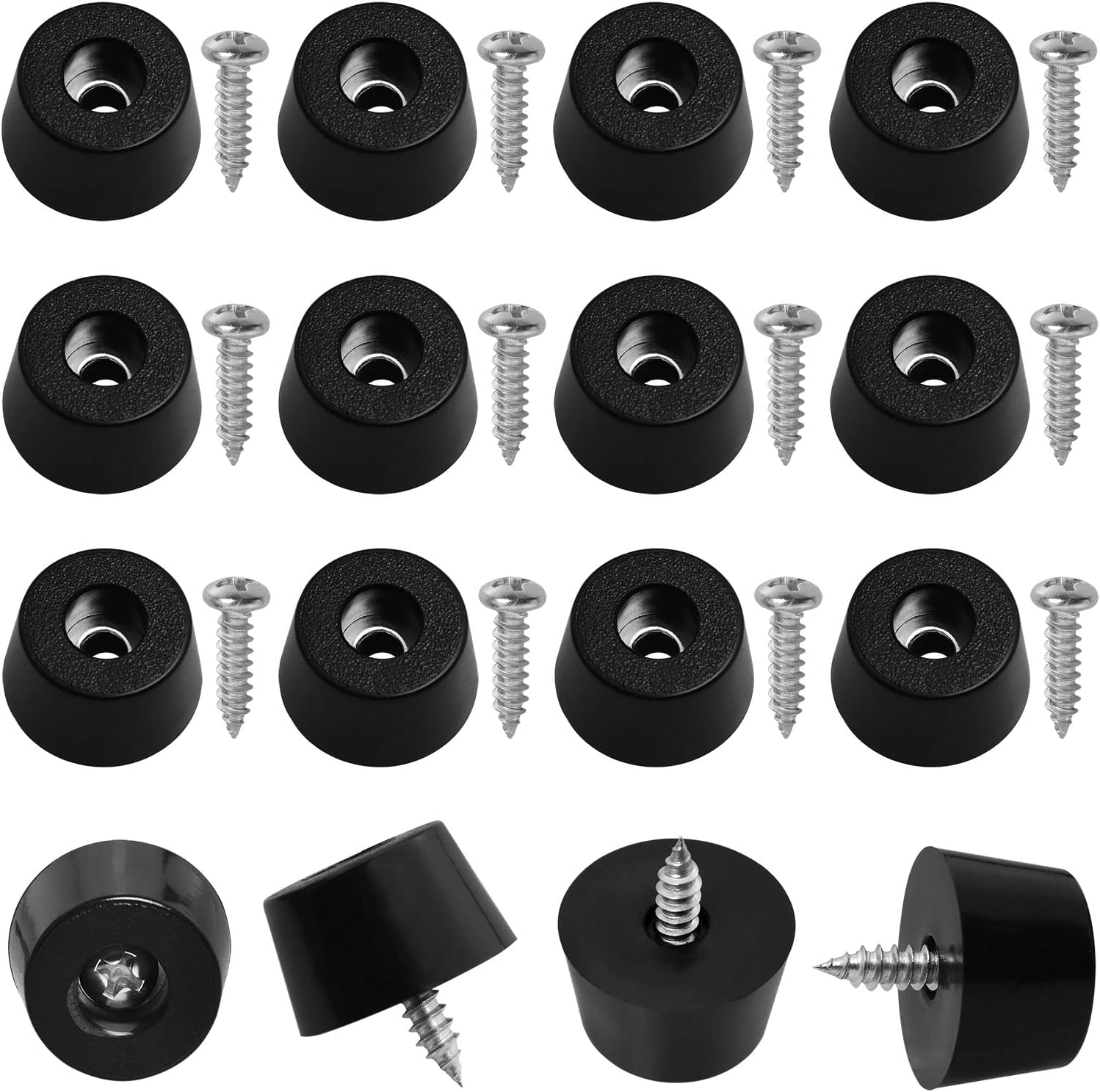 Cutting Board Rubber Feet LUORNG 16PCS Soft Non Slip Round Black Rubber Feet Bumpers Pads with
