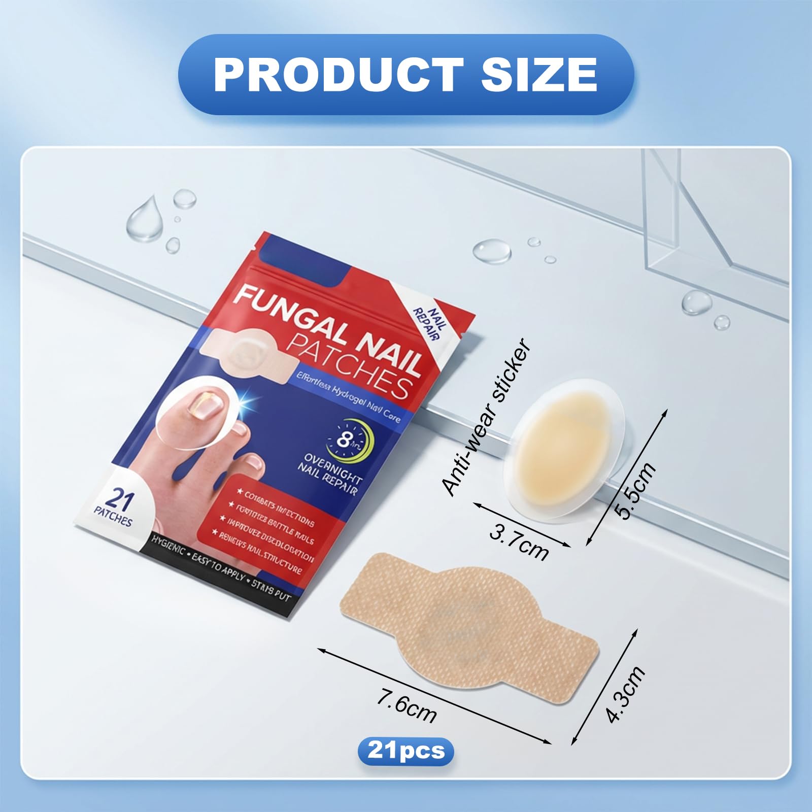 21 Pezzi Fungal Nail Patches con 1 Cuscinetto Antiusura, Cerotti per Micosi Delle Unghie, Micosi Unghie Piede