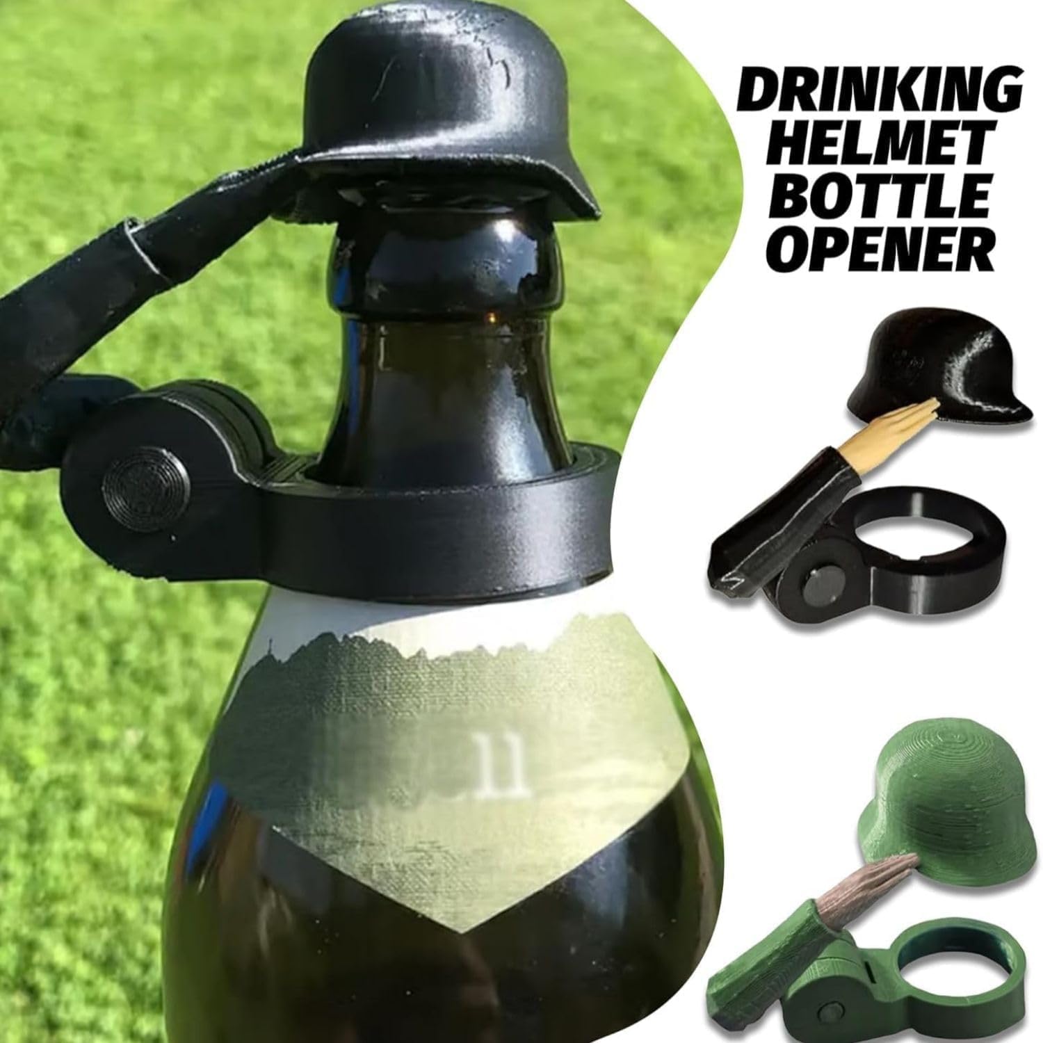 Soldat Salute Bier Bierflaschen Helm,Bierflaschen Helm,Staubdichte Lustiger Dekorative Kappen,Wiederverwendbar Soldier Salute Bierflaschenhelm,für Party Grillparty Bar (3PC-A)