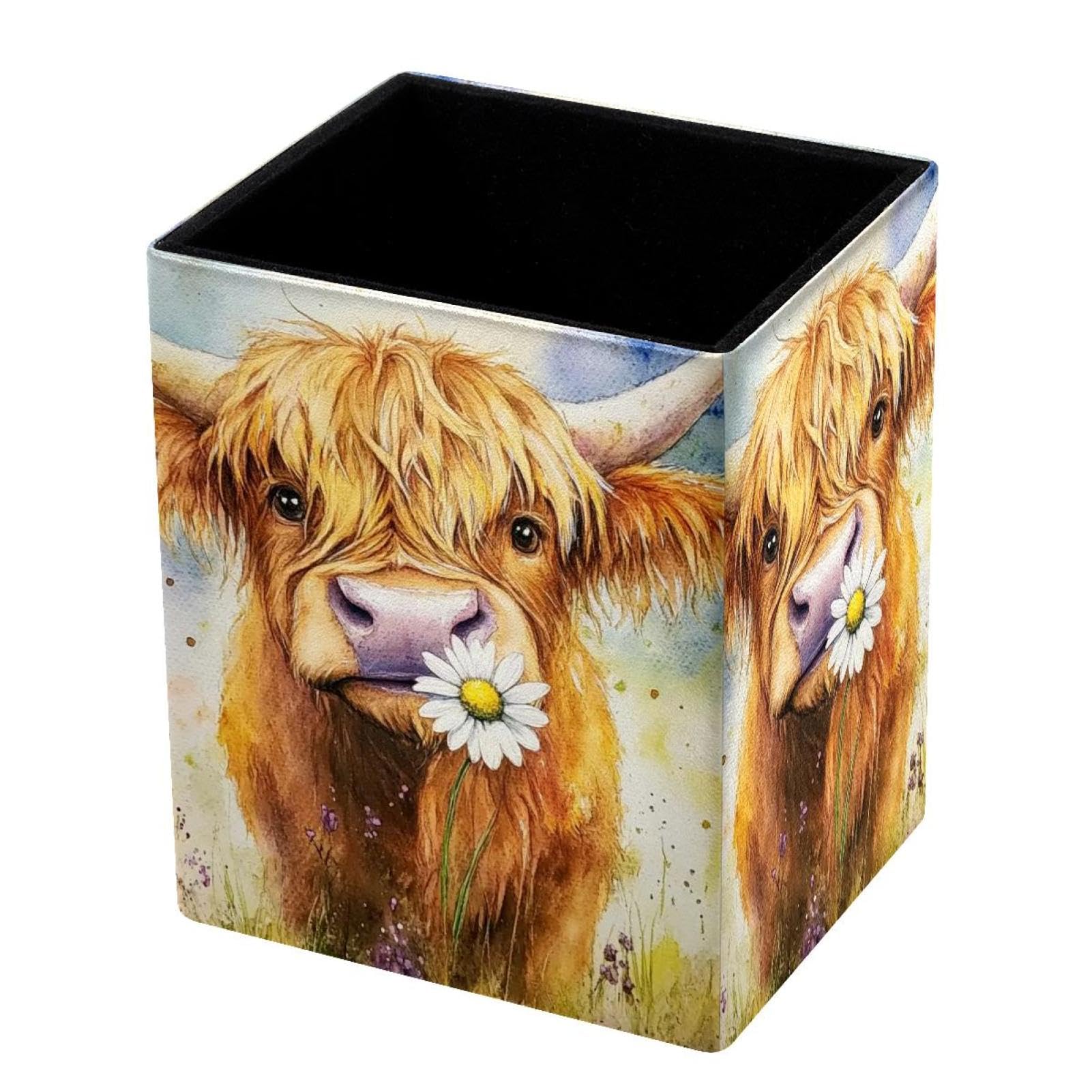 VAPOKF Pencil Holders for Desk, Watercolor Cow Printed Pen Holders Pen Pot Makeup Brushes Storage Desktop Stationery Supplies Organiser for Home Office