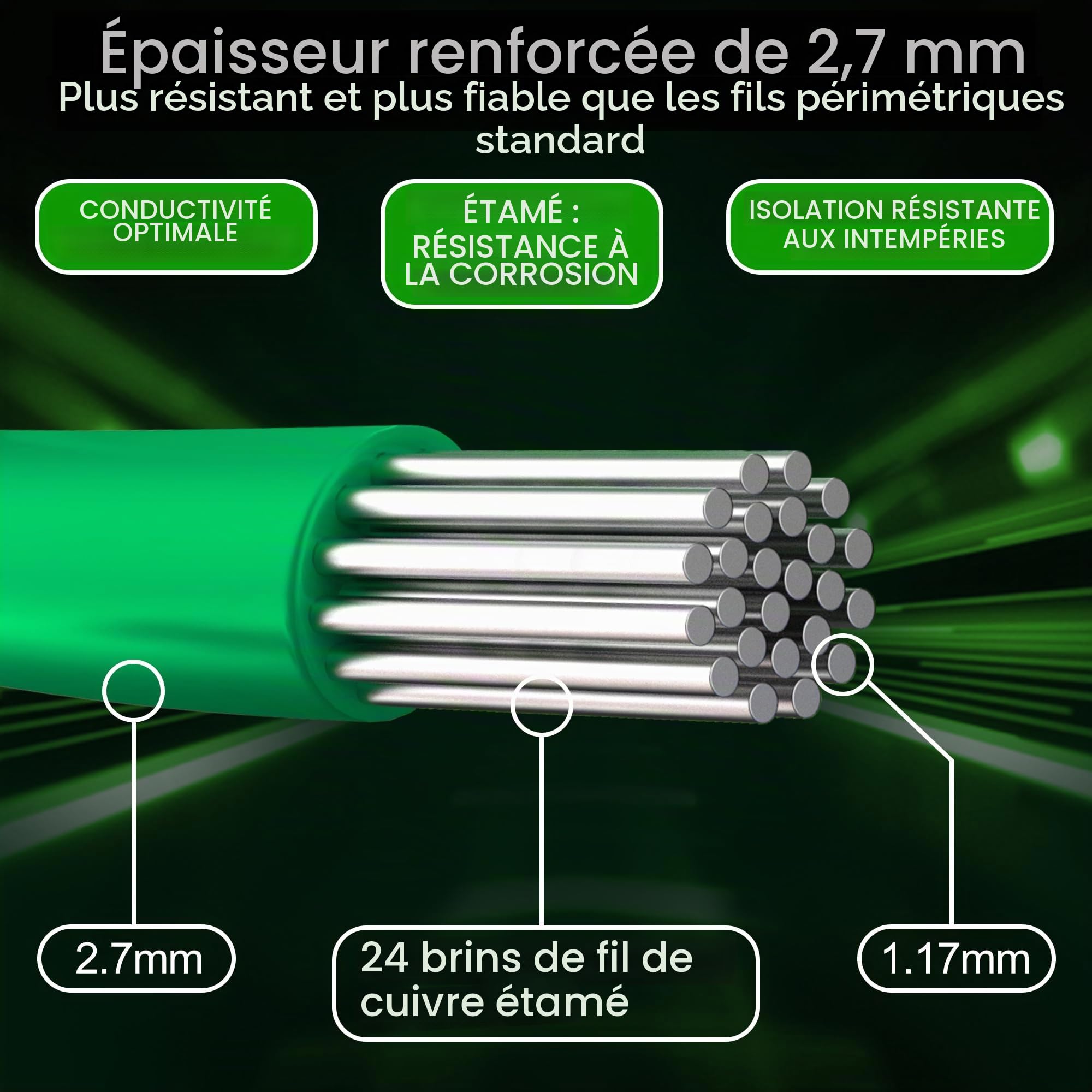 DazSpirit 100M Universel Cable Robot Tondeuse | Accessoire de Fil Périphérique pour Tondeuse Gazon Compatible avec Gardena Bosch Husqvarna Worx Honda Robomow etc