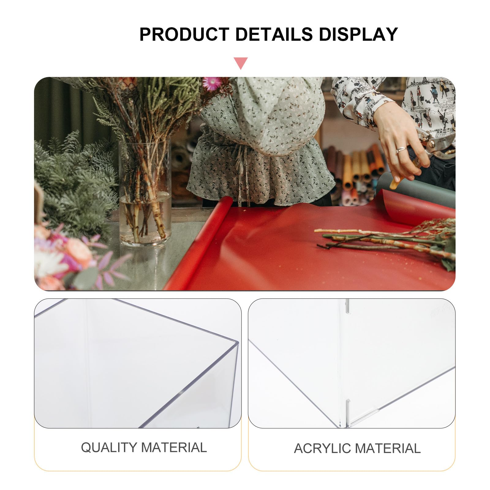Cubo Acrílico Multifuncional Transparente para Flores y Hogar