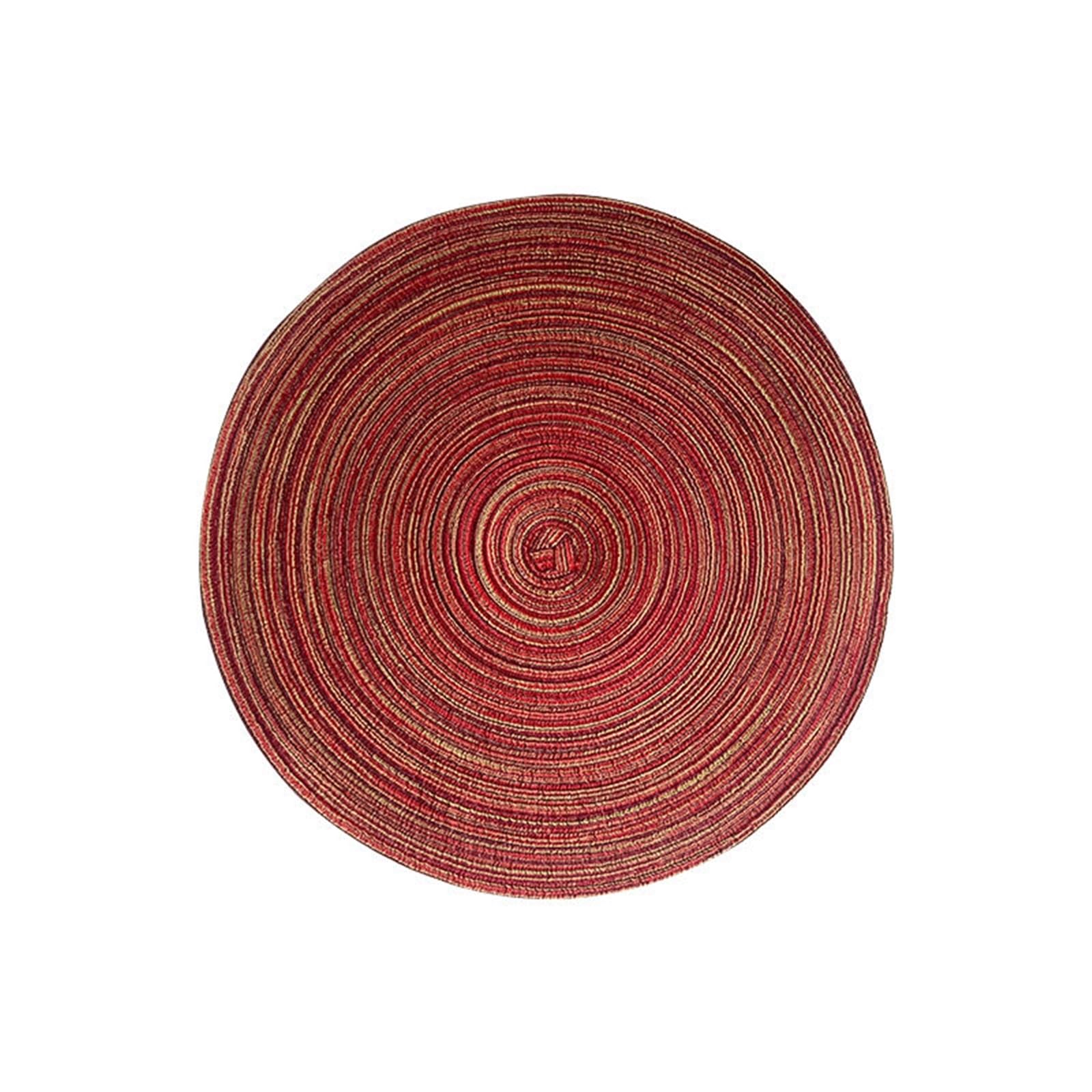 Set de table lavable lot de 6 napperons ronds 38 cm tresses rouges antidérapants