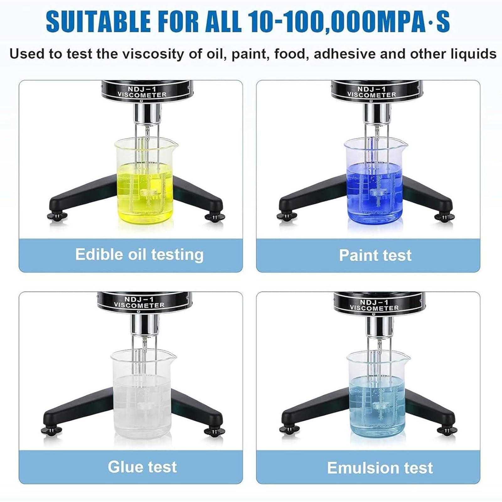 Tragbares Viskosimeter, Labor-Rotationsviskositätsprüfer mit 4 Geschwindigkeits-Rotoren, genaue Messung ± 5%, leichtes Design für Farbe, Tinte, Farbstoff, Lacke, Lebensmittelanwendungen