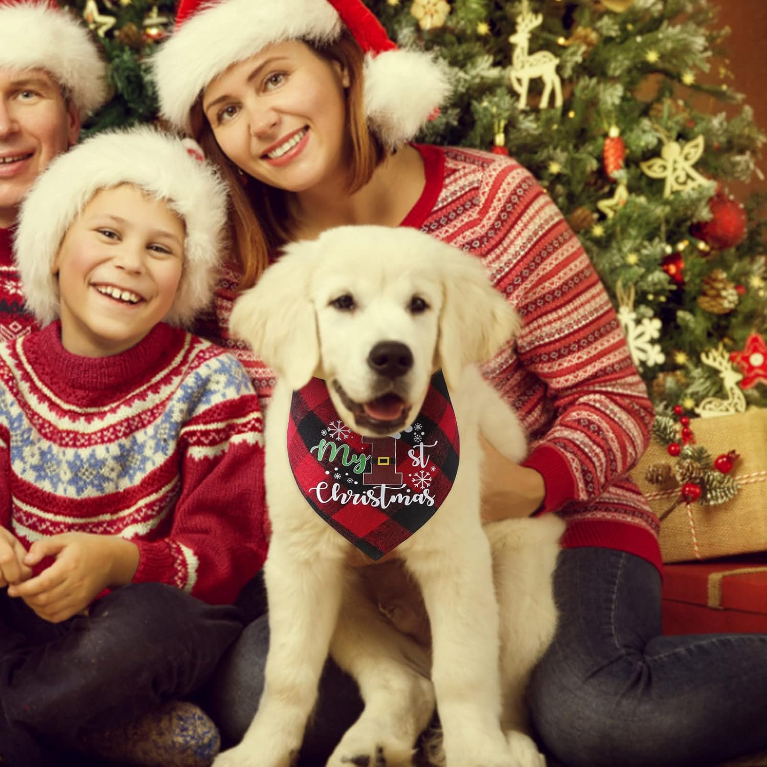 Christmas Dog Bandana Classic Triangle Christmas Print Plaid Pet Scarf Bib Bandana Holiday Accessories Decorations for Small to Large Dogs (G 3