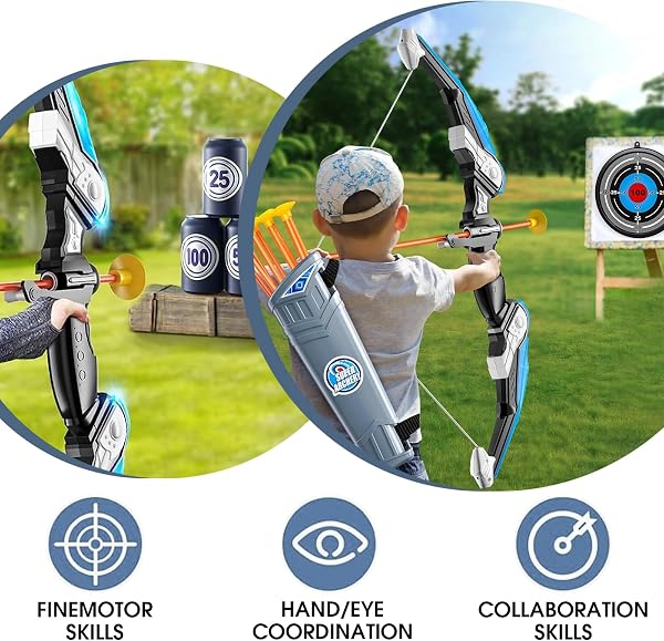Detontek Juego De Arco y Flecha, 10 Flechas con Ventosa, Objetivo y Puntas De Flecha, Adecuado para Entrenamiento En Interiores y Exteriores - 4