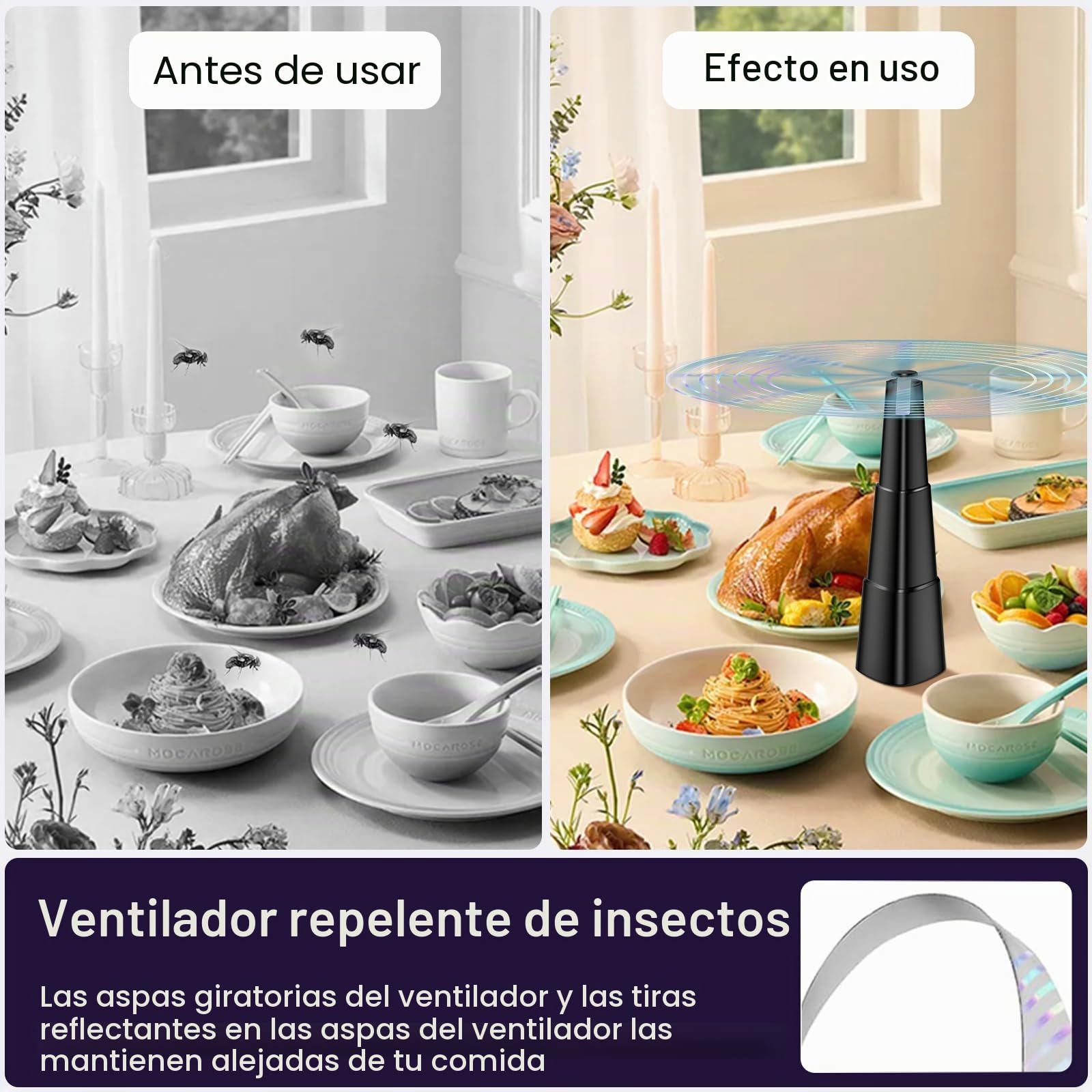 Repelente de moscas, 2 piezas Repelente de moscas portátil, Ventilador repelente de moscas y mosquitos Portátil Anti moscas y mosquitos Ventilador Repelente de moscas para cocina, restaurantes