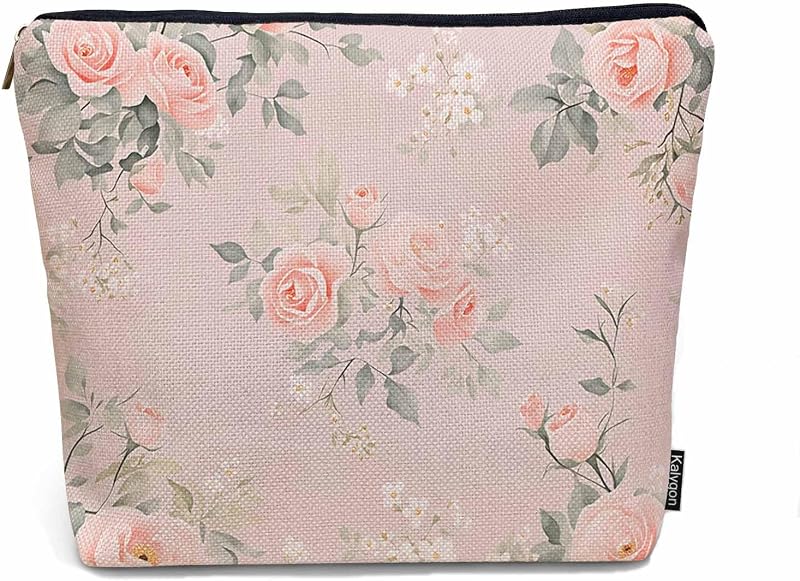 Necessaire Kalygon Rose com Zíper e Estampa Floral, 1 unidade