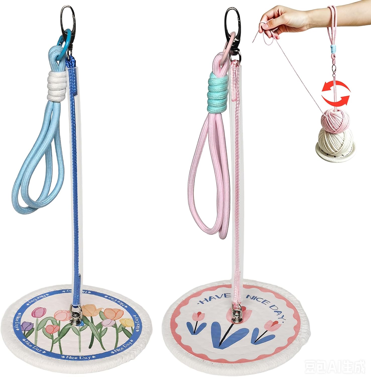 2 PCS Portable Wrist Yarn Holders for Crocheting, Portable Yarn Holder for Knitting, Perfect for Travel Yarn Minder for Craft Lover (Boho Mandala)