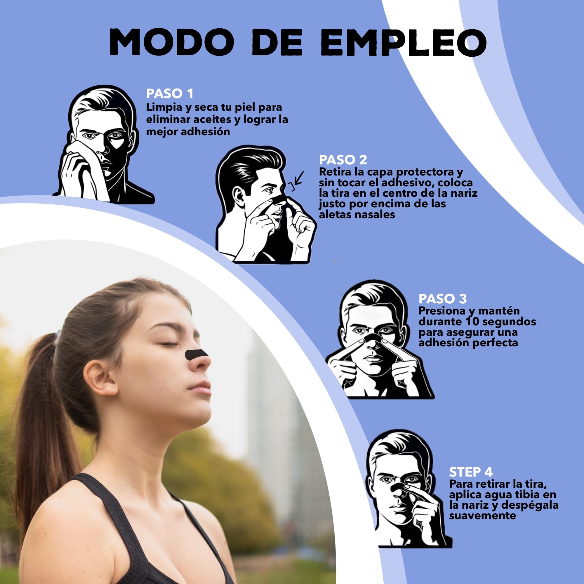 PACK 60 TIRAS NASALES Deportivas. Nasal Strips. Tiras Nasales Antirronquidos para Dormir .Nose Strips. Respirar Mejor por la Nariz. Nasal Strips. Tiritas Nariz Respirar. No mas Ronquidos.