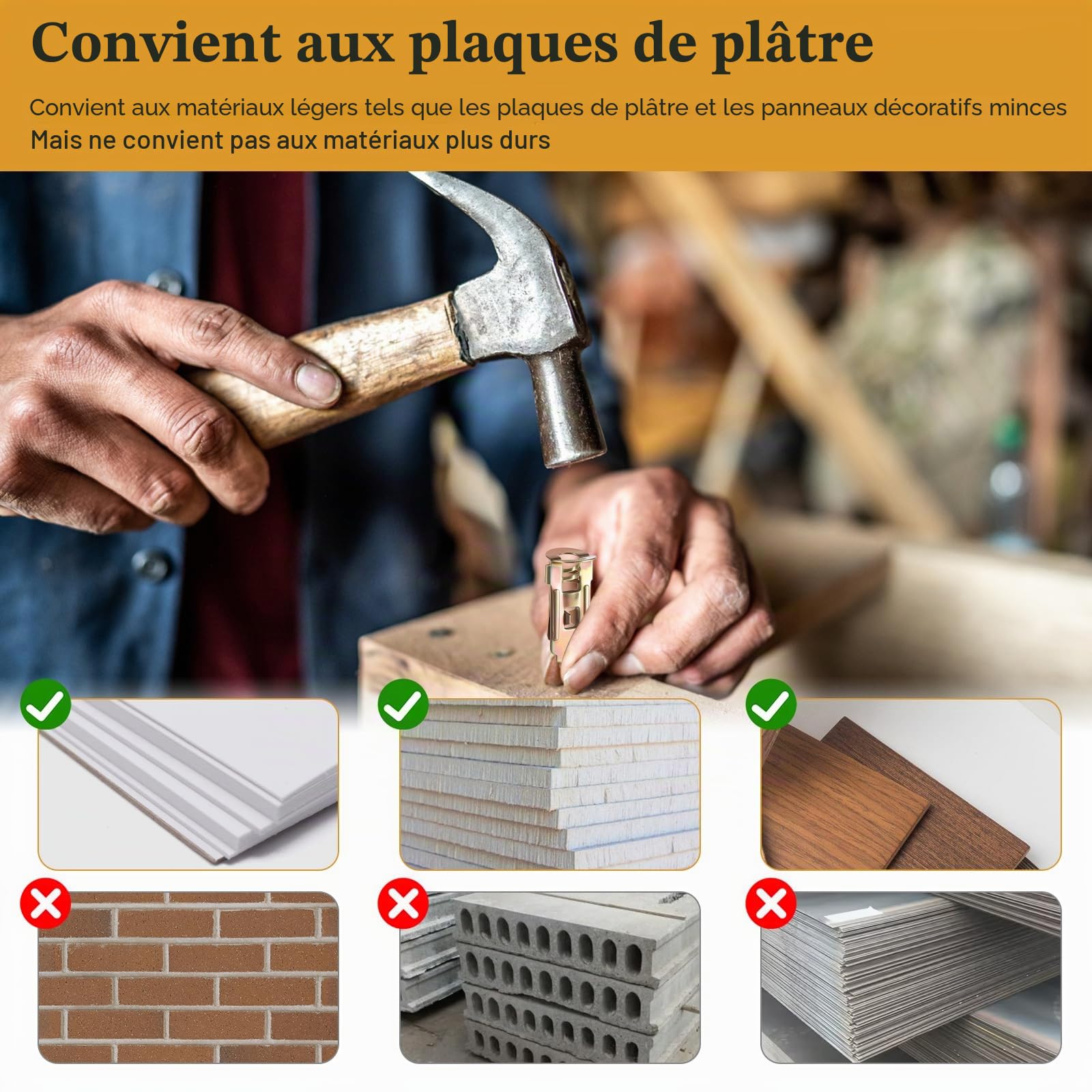 Gueenky 400 Pièces Chevilles avec Vis pour Plaques de Plâtre, 30 mm 40 mm Cheville Beton Vis Cheville Placo Autoforeuses, Chevilles Expansion et Vis Fixations pour Murale en Plaques de Plâtre