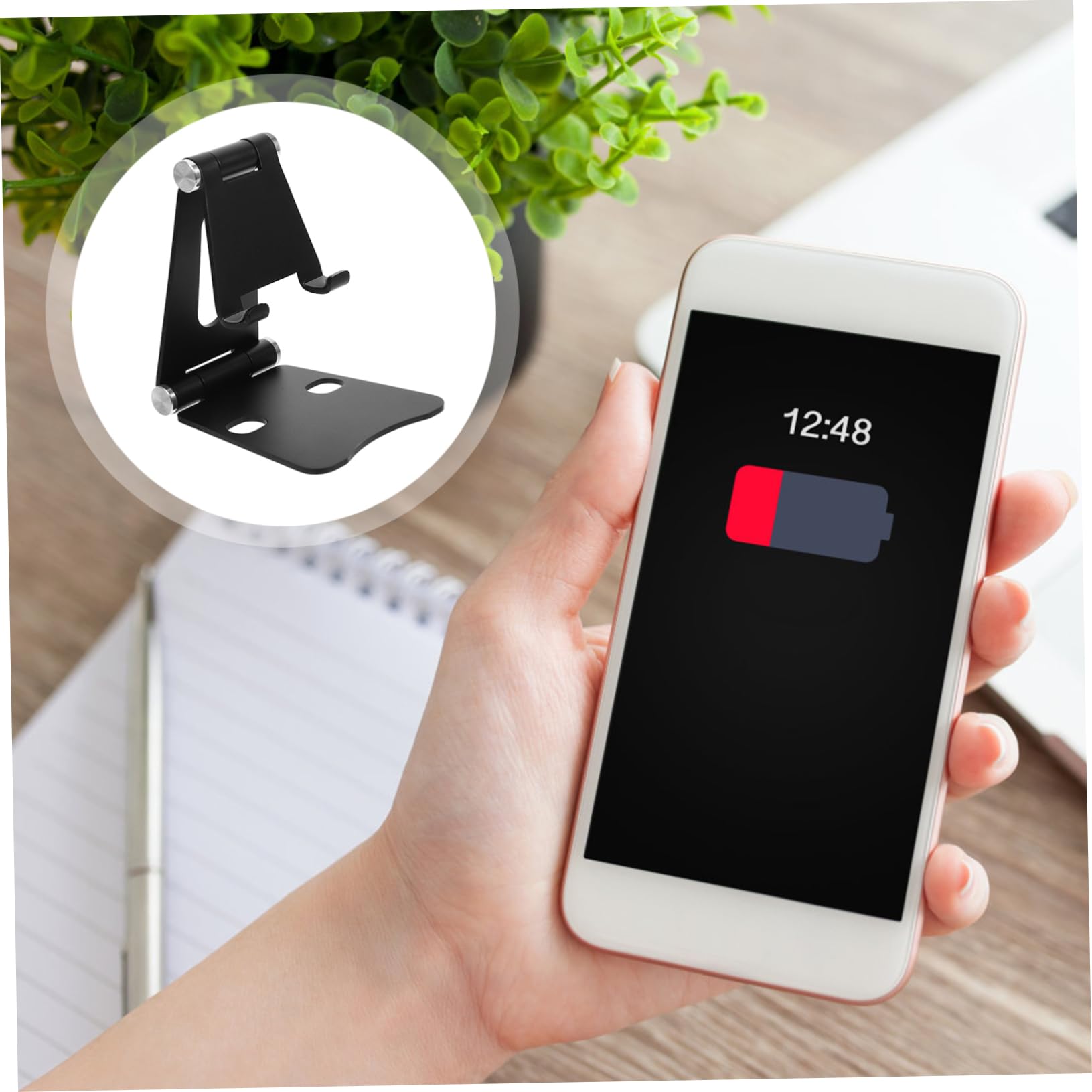 Artibetter 3piezas Soporte De Teléfono Móvil Ajustable Aleación De Aluminio Base Antideslizante Compatible con y Otros Smartphones para Ver Videos y Jugar Negro