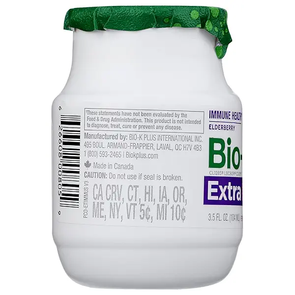 Bio-K Plus Organic Elderberry Immune Extra Probiotic SGL, 3.5 FZ 5