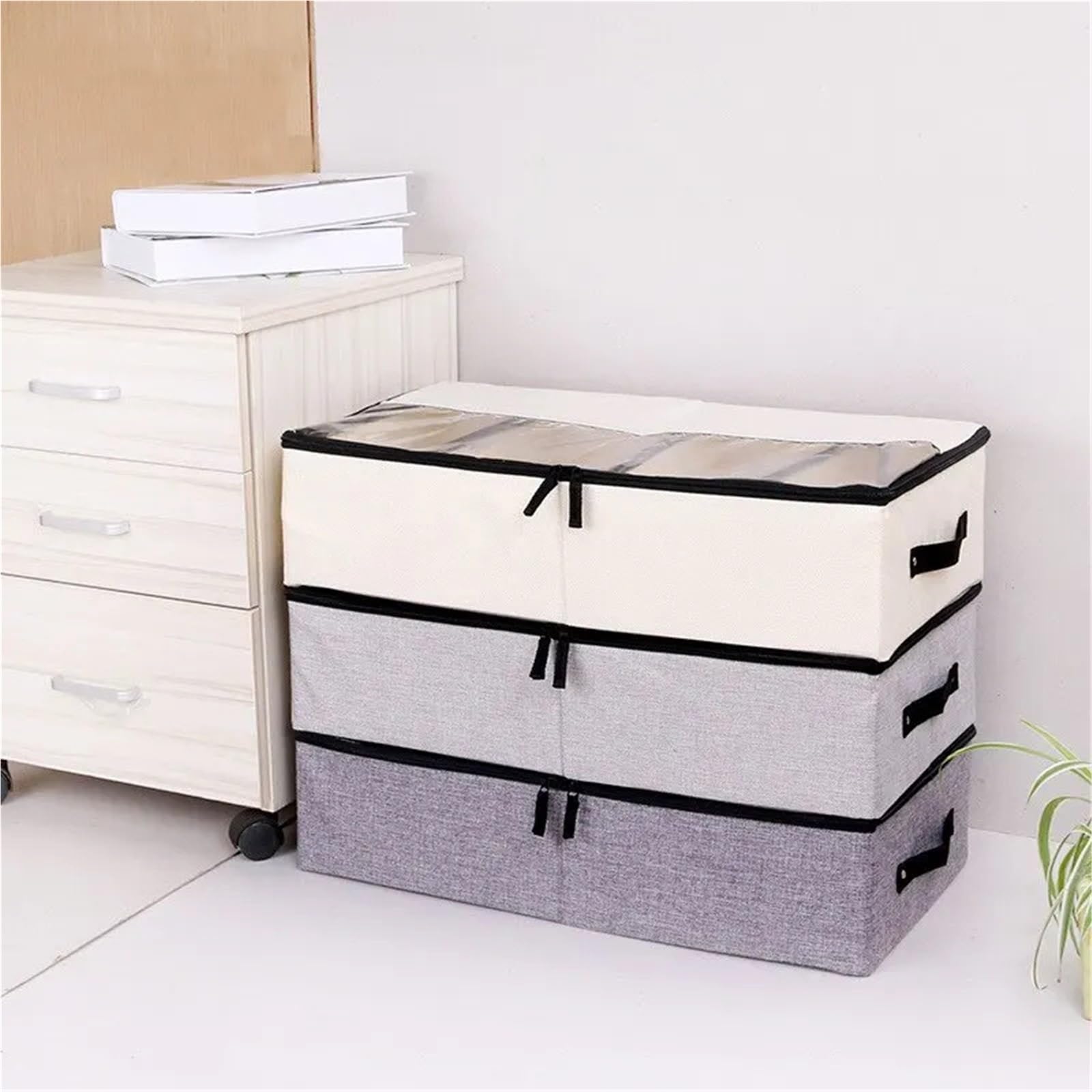 Organizzatore Di Scarpe Sotto Il Letto Scatola for scarpe in tessuto di cotone e lino da 1 pezzo, scatola portaoggetti pieghevole multifunzionale, scatola portaoggetti sotto il letto Per Risparmiare S