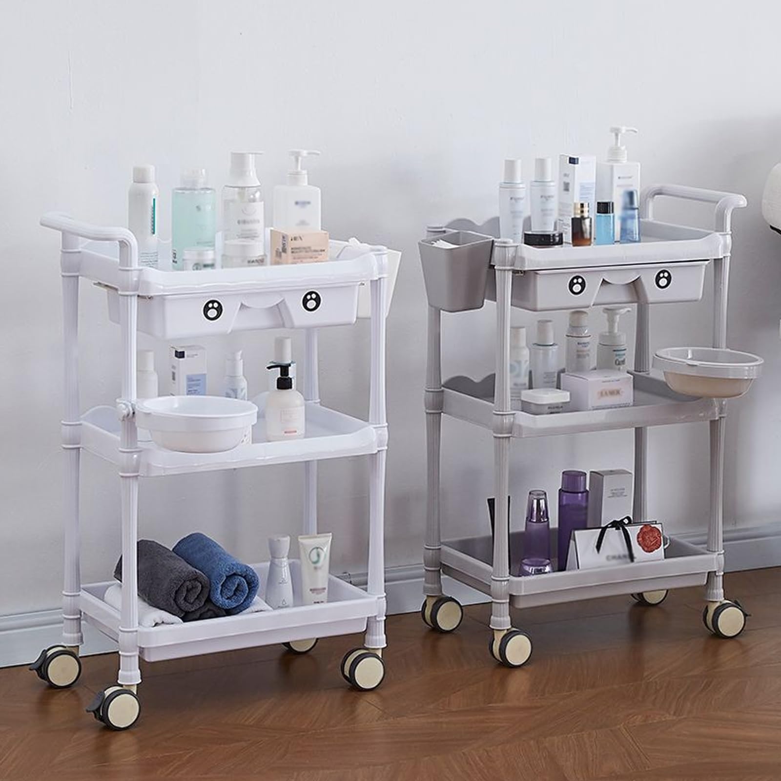 Amazon.co.jp: 医療用カート 回診車 ワゴン 3棚式美容院ローリング