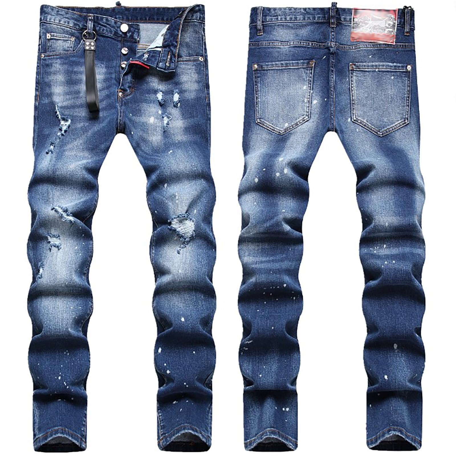 Skinny Jeans da uomo, slim fit, jeans strappati, per il tempo libero, vestibilità normale, in denim, per tutti i giorni, per il tempo libero, per lo streetwear Y2K, jeans distressed Hip Hop