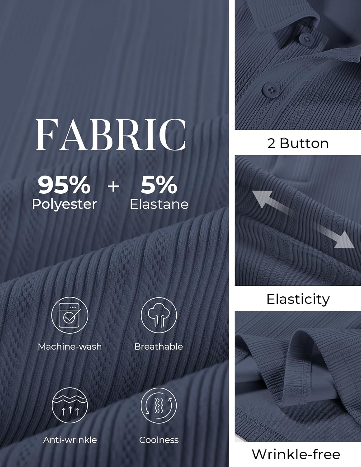 PJ PAUL JONES Mens Polo Shirts Short Sleeve Knit Polo Casaul Collared Polo Shirts Wrinkle-Free Golf Polo - Image 4