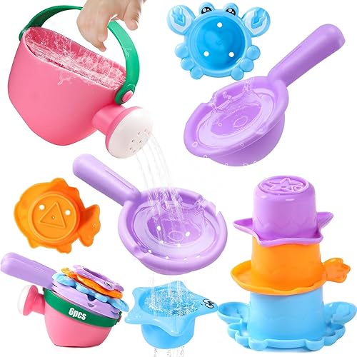 Vista 7 de Juguetes de baño para bebés de 1 a 3 años, 3 piezas, juguetes de piscina para niños de 1 a 3, 2 a 4 años, lata de agua, piscina, mesa de agua