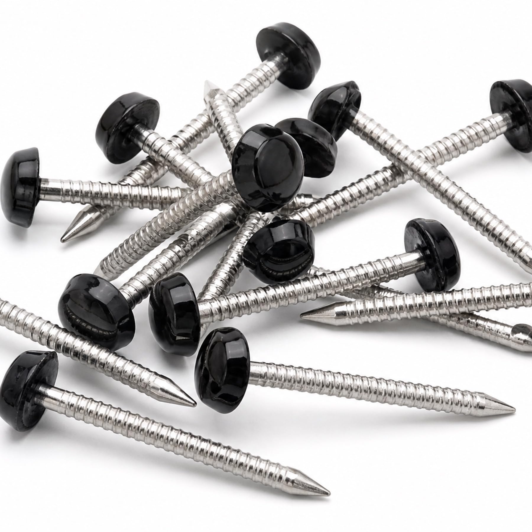 Packing Bat 30mm Black Poly Top Pins, Plastic-Headed Stainless Steel Pins for uPVC Fascia, Soffit and Cladding, 250 Pack