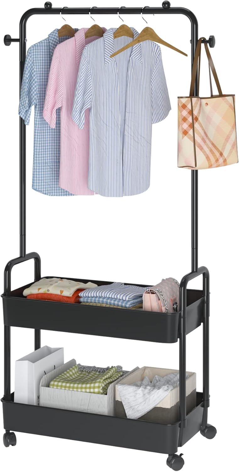 ACCSTORE Metal Clothing Racks, Freestanding Trolley Coat