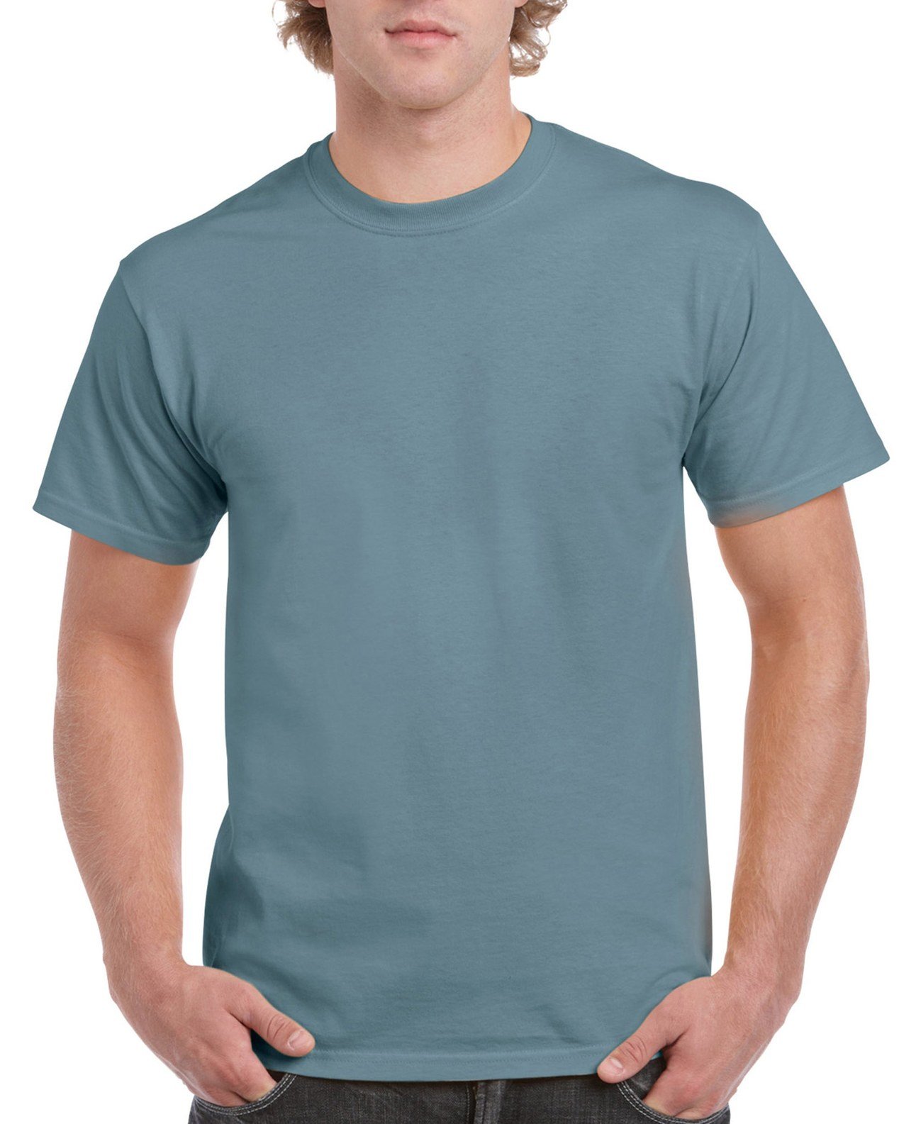 Gildan G2000 T-Shirt Uomo Ultra Cotone - Blu Pietra, Taglia L - Cotone 100% Resistente