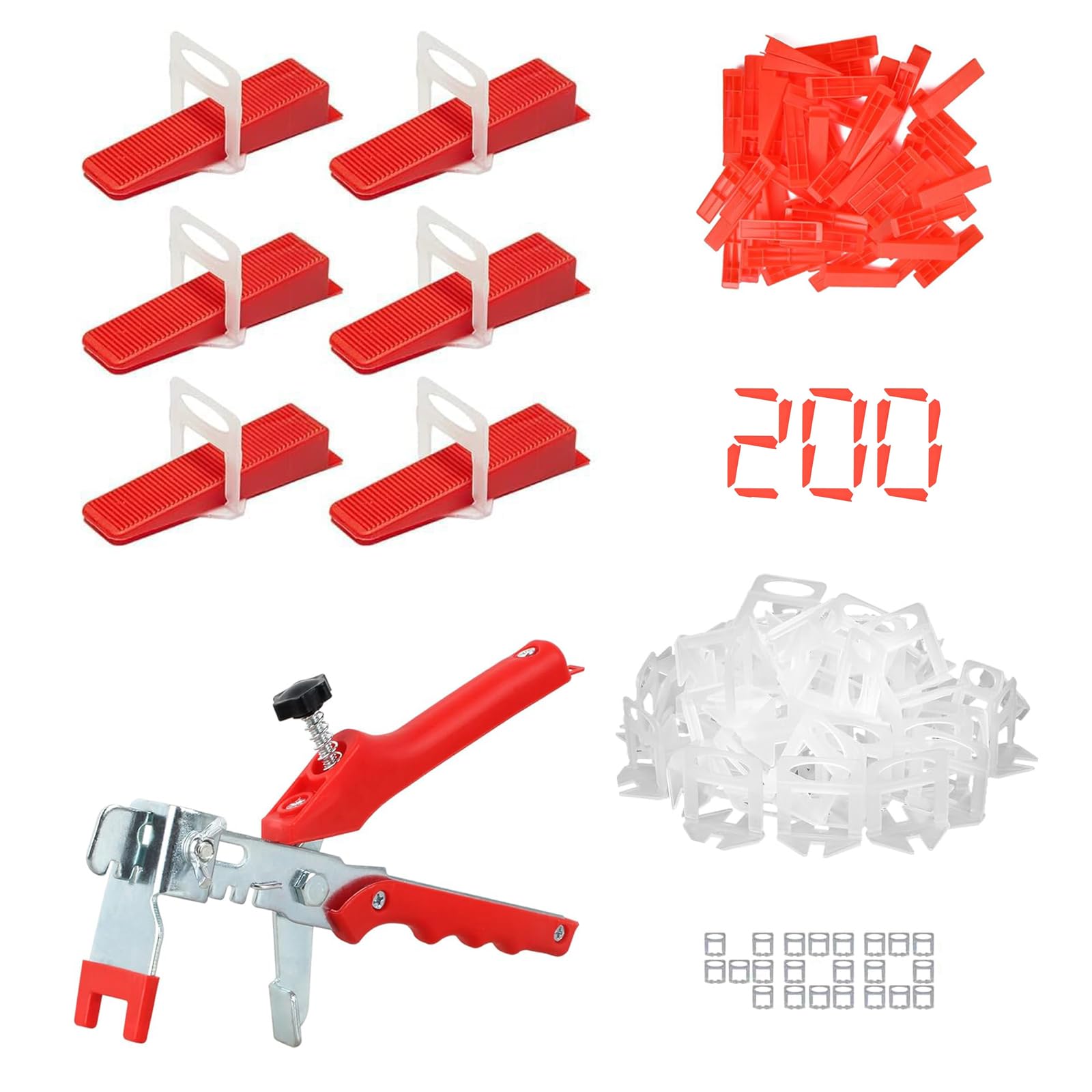 Set di 601 sistemi di livellamento per piastrelle, 3 mm – 400 linguette + 200 cunei + 1 pinza professionale – per piastrelle da parete/pavimenti, supporto per piastrelle con larghezza delle fughe