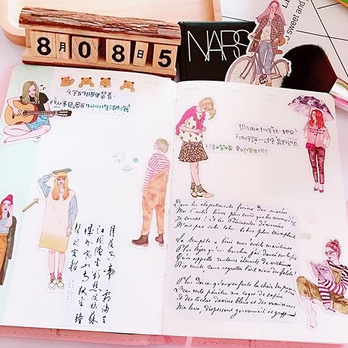 Miniatura 5 de 100 pegatinas de moda para niñas, no repeticiones, impermeables, para diario, diario, diario, diario, diario, cuaderno, collage, álbum estético,