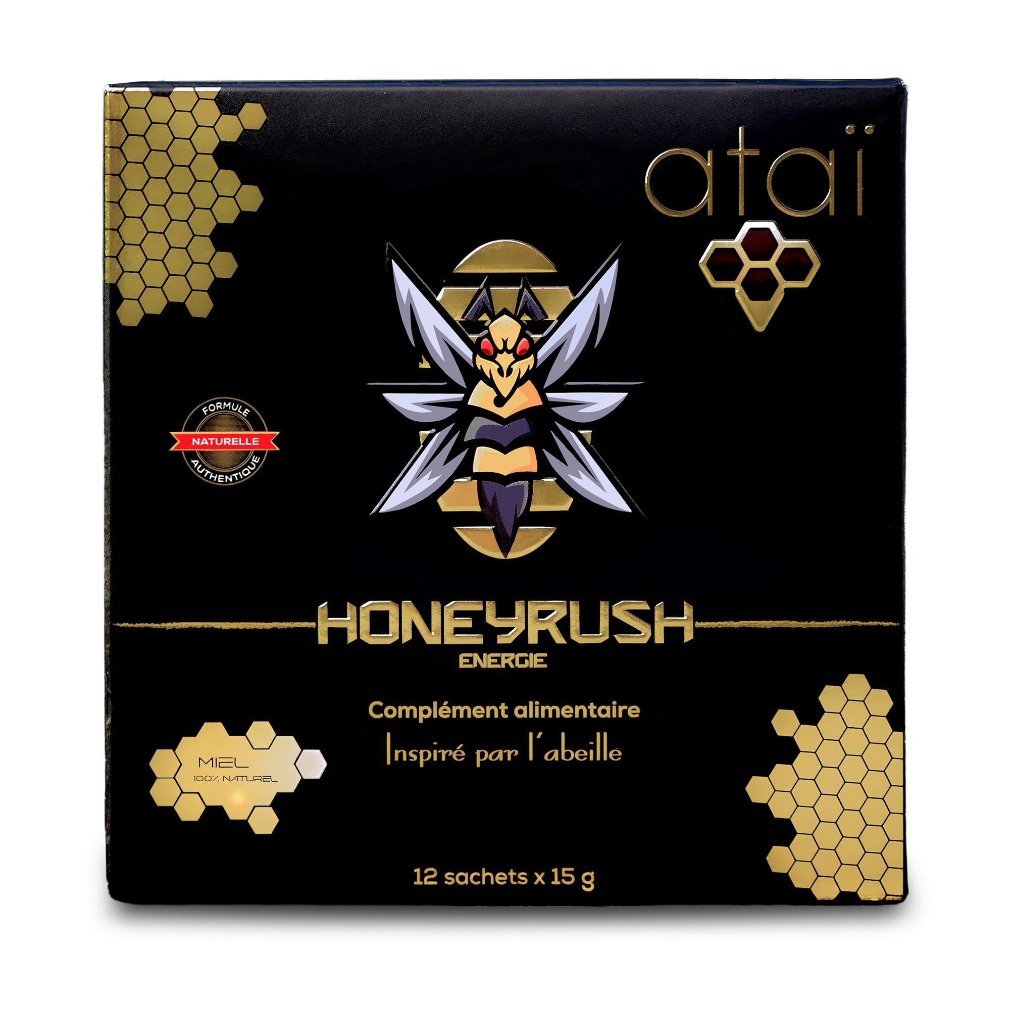 TONUS HOMME HONEY RUSH Miel, gélée royale, Guarana, Maca, Zinc, Vitamines B6,B12,C 12 Sachets 15 g