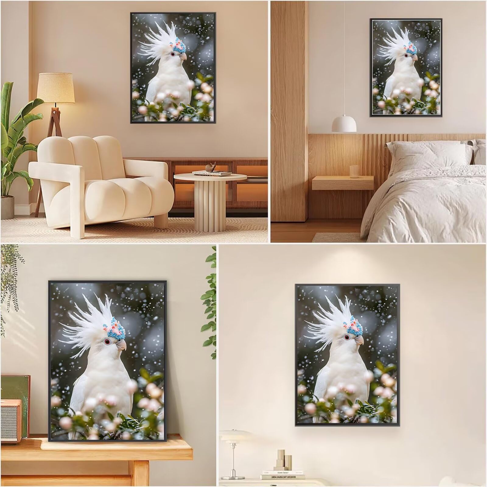 Diamond Painting Erwachsene Weiß 5D Diamond Painting Vogel DIY Set Erwachsene Anfänger, Vollbohrer Diamanten Malerei Stickerei Kreuzstich Bastelset für Zimmer Wand Deko Schlafzimmer 60x90cm, Model890