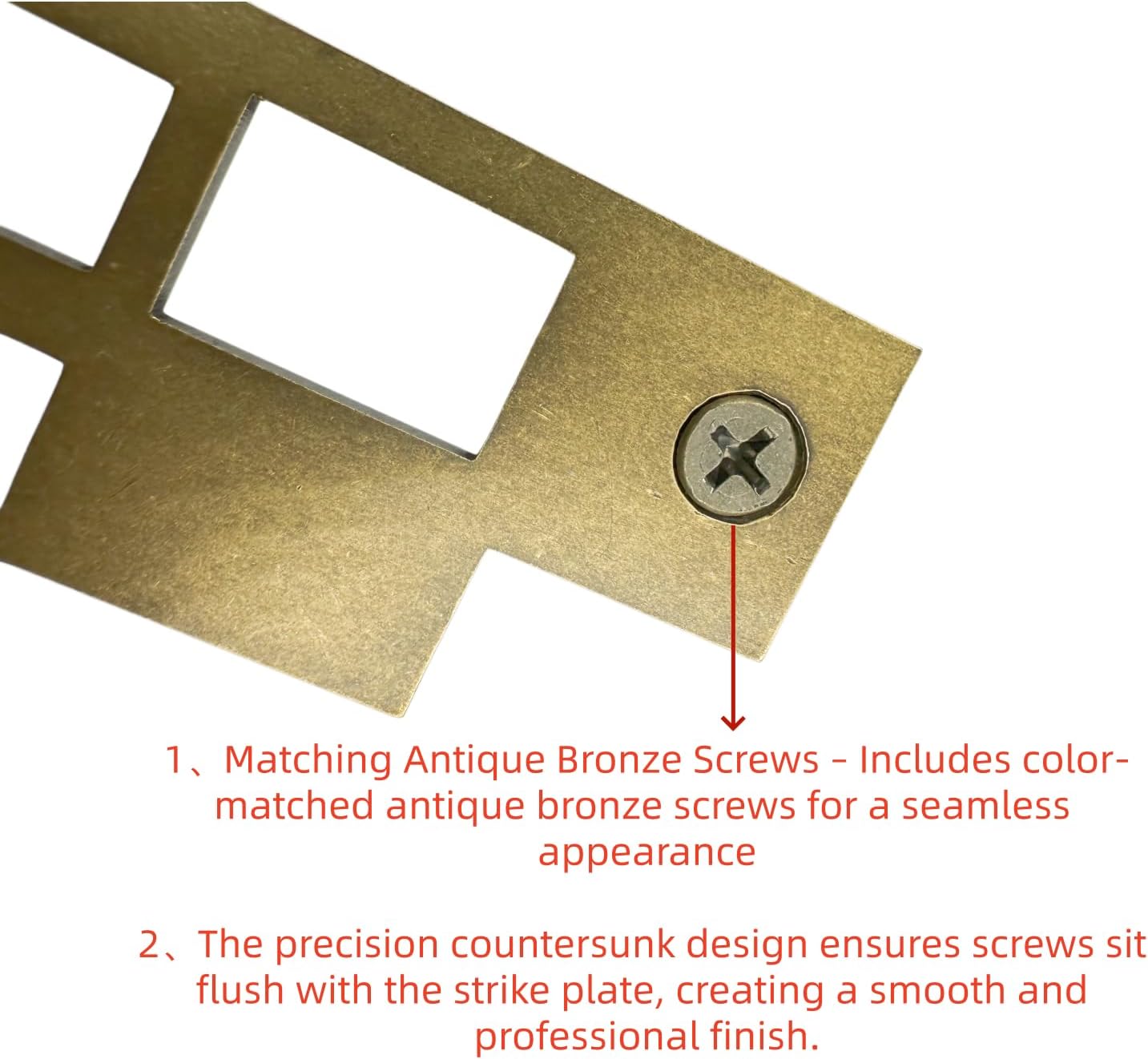 3-7/8" Antique Brass Mortise Door Strike Plate, Solid Brass Interior Door Latch Strike Plate, 3.875 Inch Mortise Lock Strike Plate, Antique Brass Mortise Trim Plate for Interior Doors