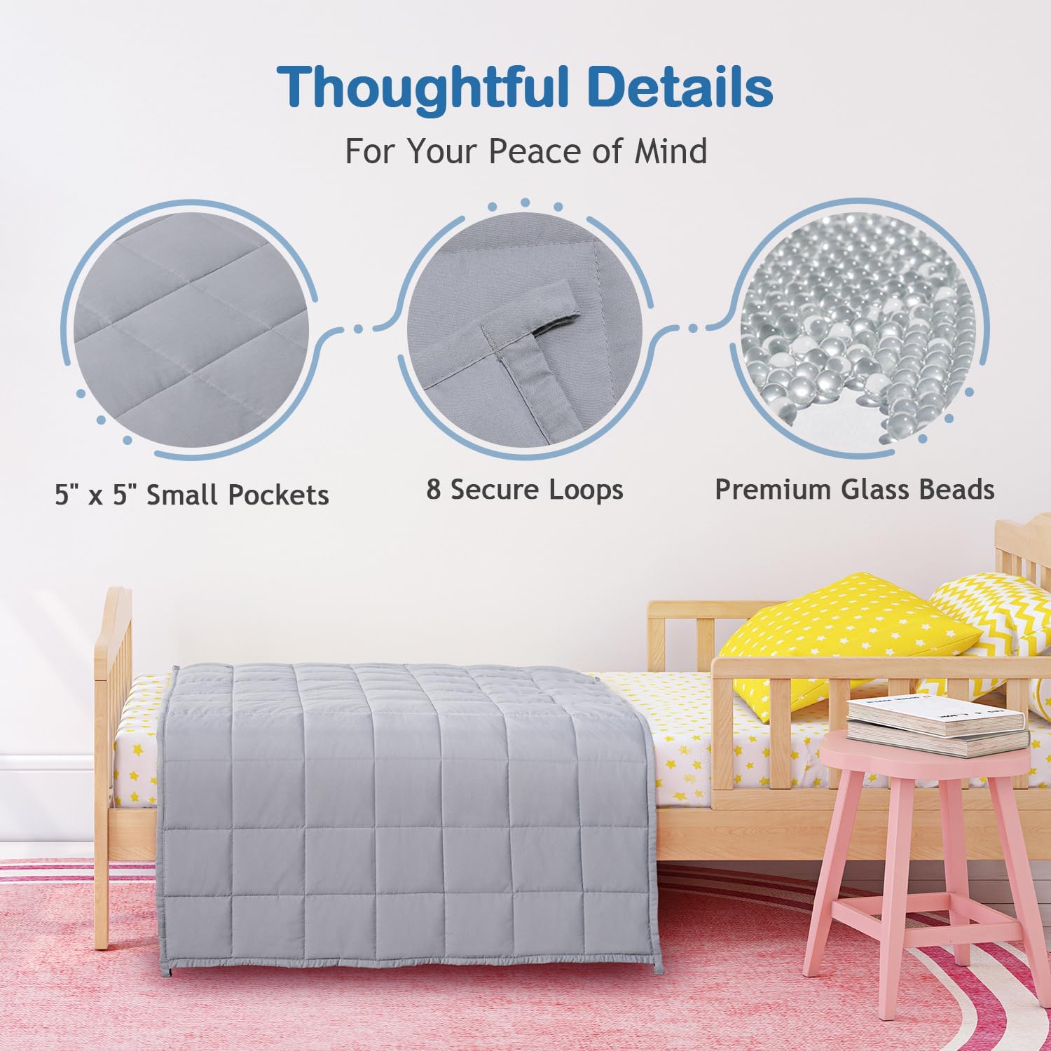 Kivik Weighted Blanket 3 lbs, Small Weighted Blanket 3 Pounds, Mini Heavy Blanket Throw, Breathable Cooling & Warm Blankets, Machine Washable, 36x48 Inches Grey - Image 6