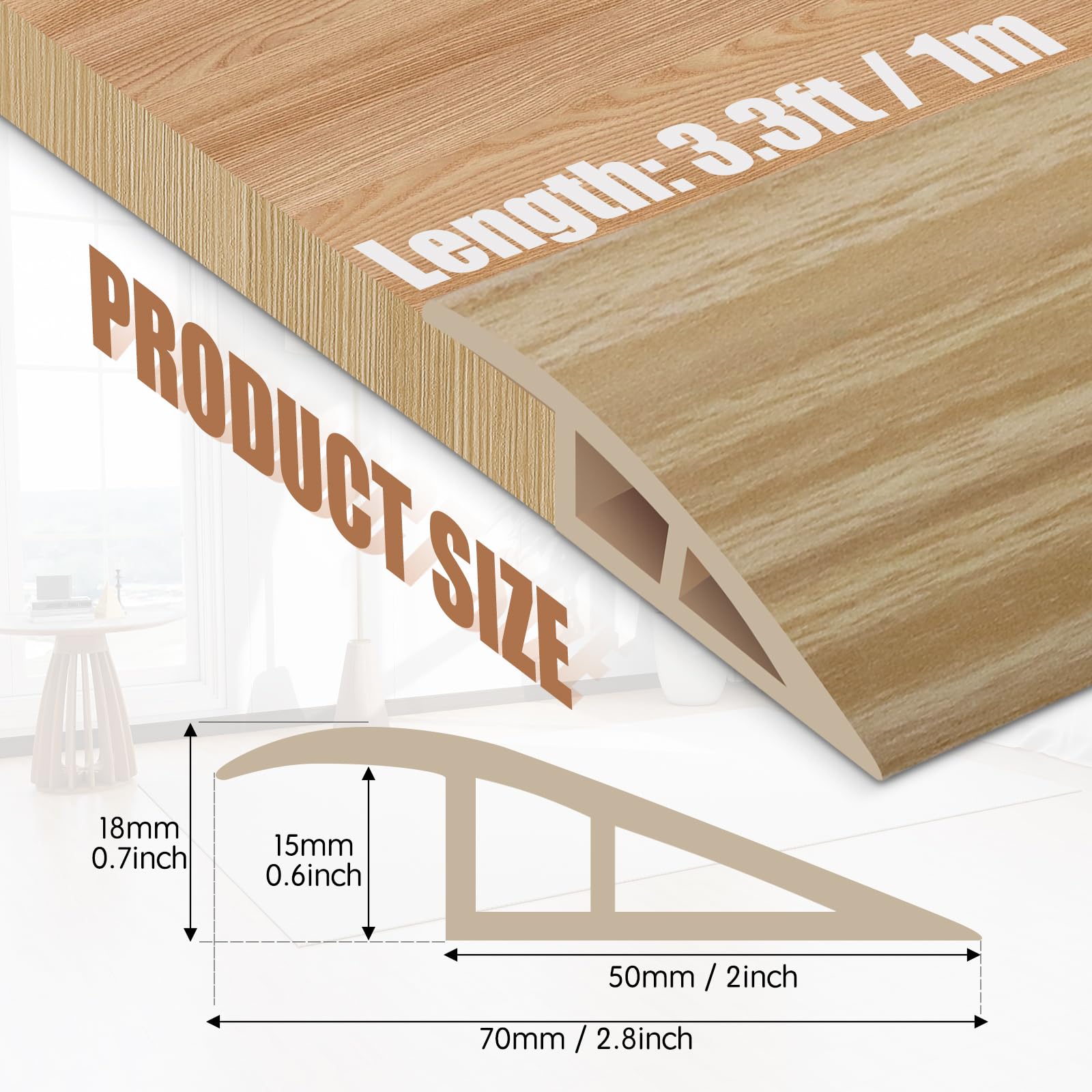 Floor Transition Strips Double Sided Self Adhesive Door Threshold Strips for Doorways Laminate Threshold for Gaps Carpet Floor Tiles - Image 2