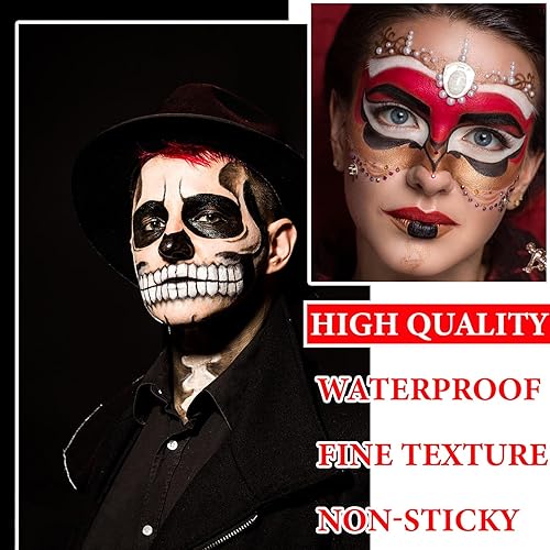 Miniatura 5 de Pintura corporal negra, blanca, roja, para Halloween, cosplay, SFX, payaso, maquillaje, base, crema, kit de pintura facial profesional, paleta de