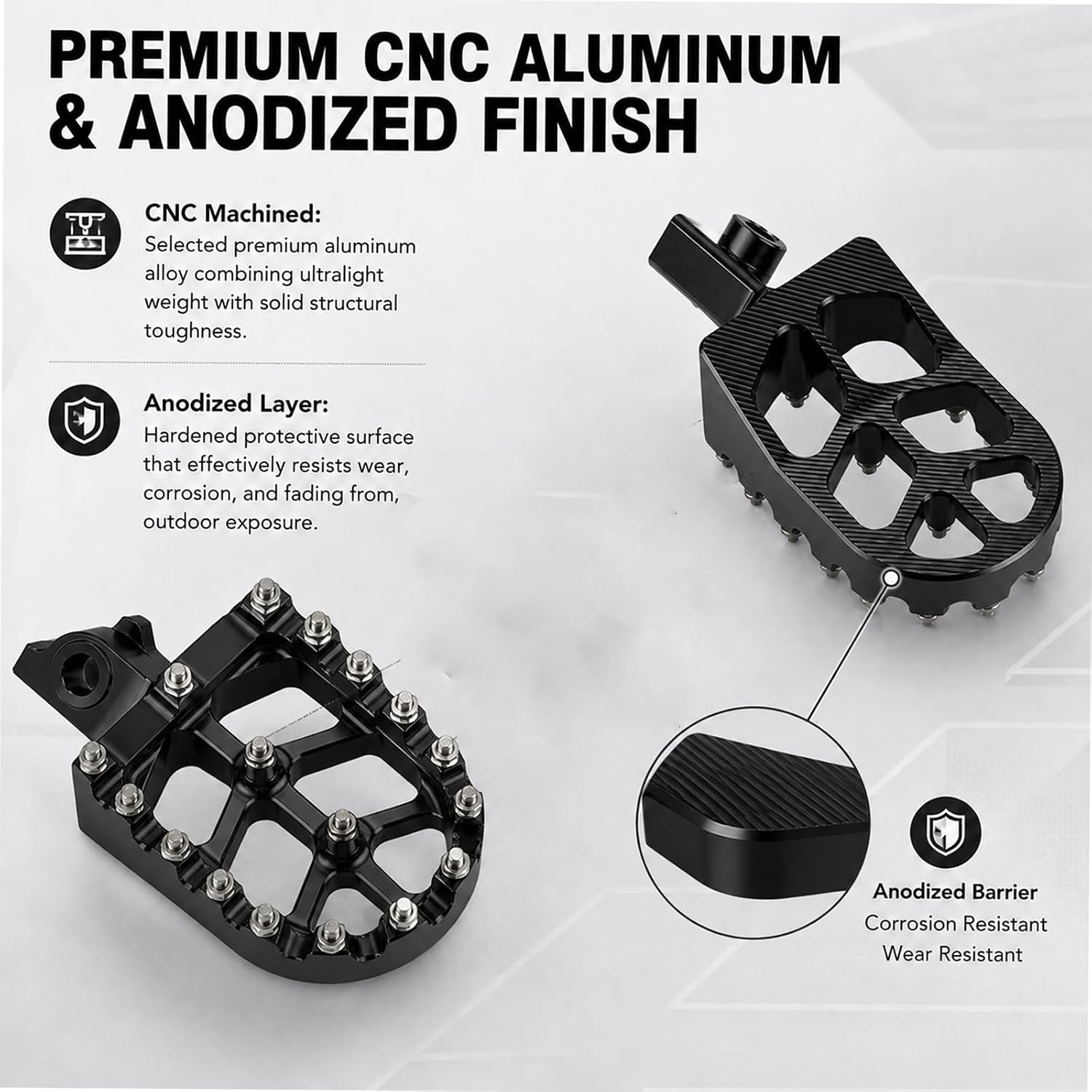 Foot Pegs for Electric Bike Yozma IN10,CNC Aluminum Motorcycle Footrest Set for Yozma IN 10 Ebike-Black